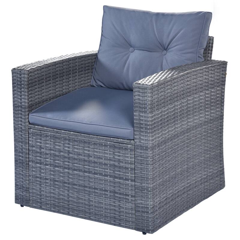 6-Piece Rattan Conversation Sofa Set with Table & Ottomans