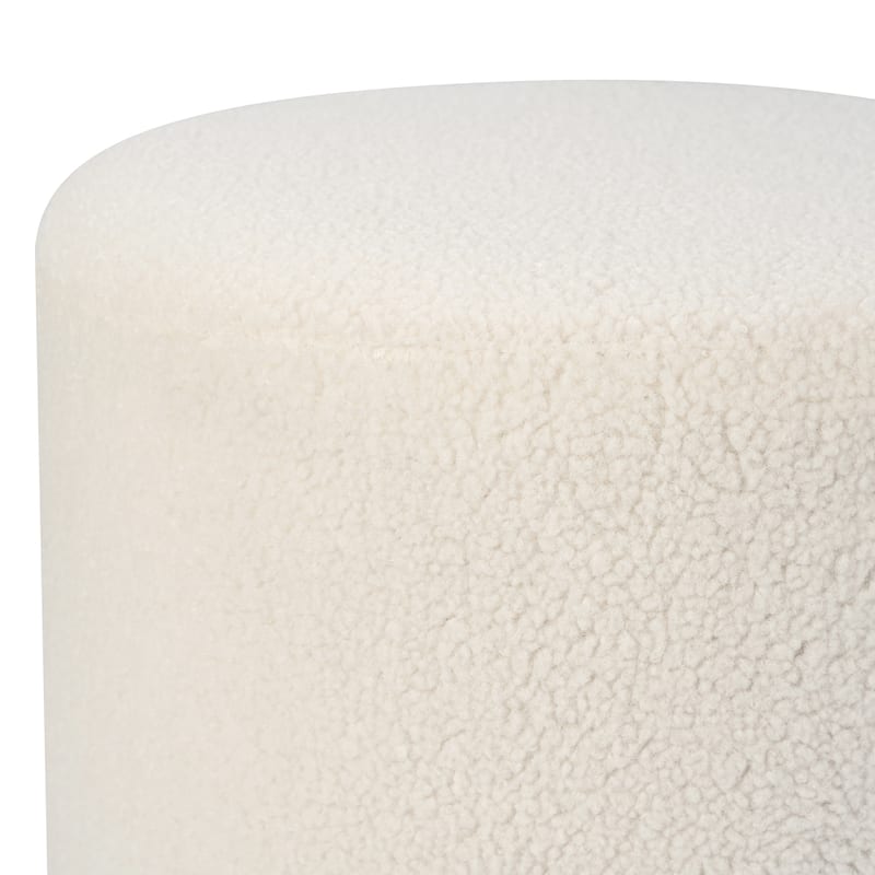 Adeco 17" Velvet Ottoman Footstool with Wood Grain Effect Base