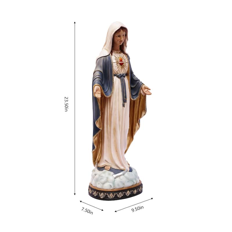 Sacred Heart Virgin Mary Outdoor Garden Statue with Open Hands - 23.5"