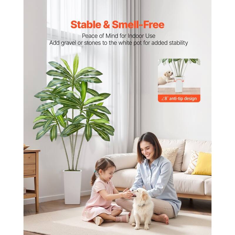 Realistic Artificial Dracaena Tree with Moss Planter and Lifelike PE Leaves for Indoor Home Decor