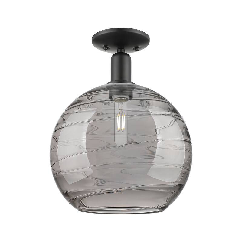 Innovations Lighting Endless Possibilities Arcadia - Athens Deco Swirl - 1 Light 12" Semi-Flush Mount - Matte Black
