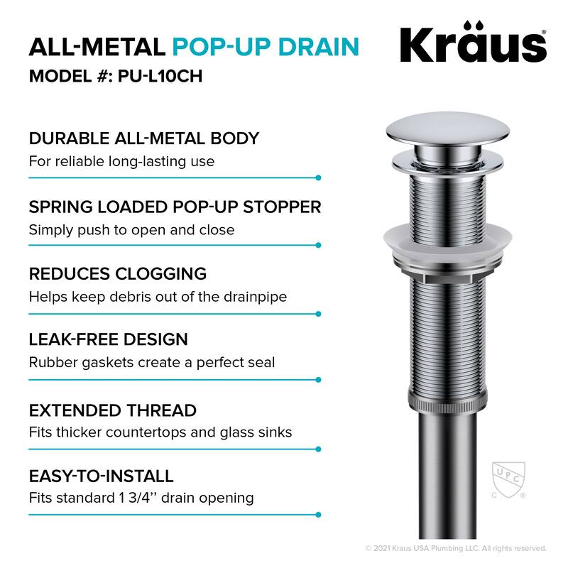 KRAUS Pop-Up Drain for Vessel Bathroom sink