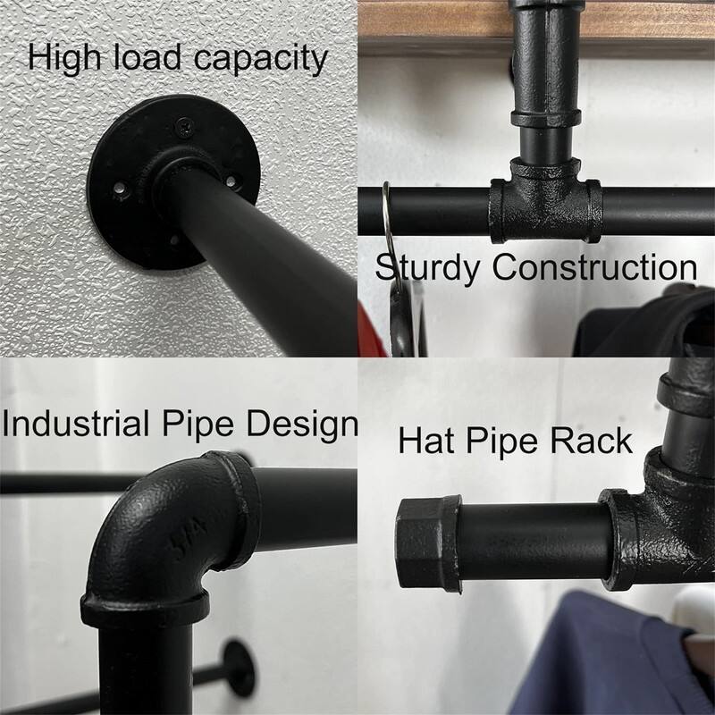 60In Industrial Pipe Clothing Rack with Top Shelf