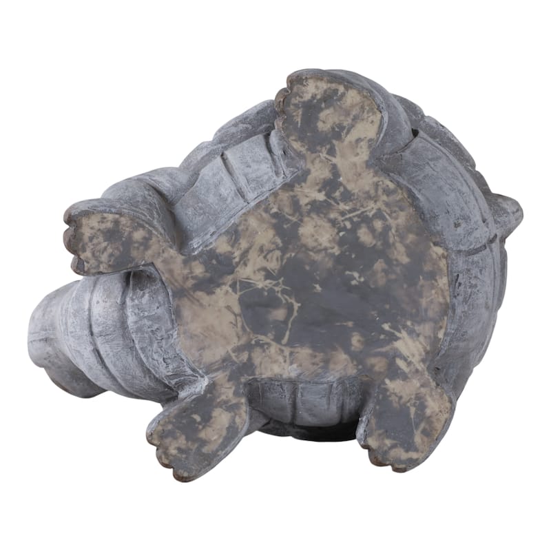 Magnesia Solar LED Turtle Garden Statue with Flowers - 9" Gray