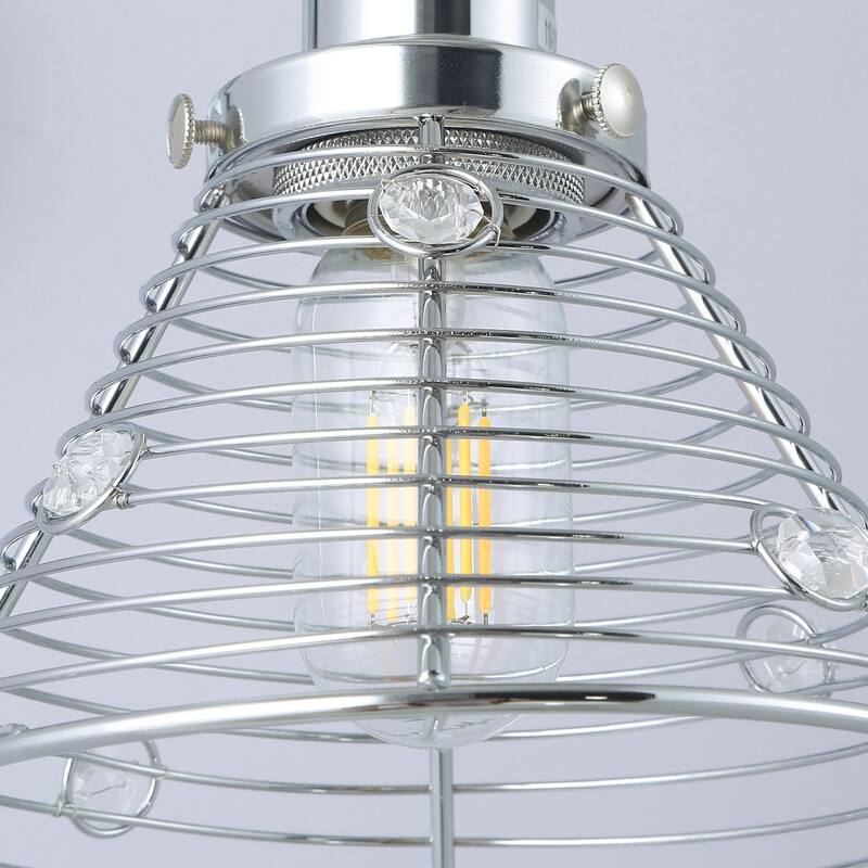 10-inch 1-Light Chrome Swing Arm Wall Sconce with Crystal Shade