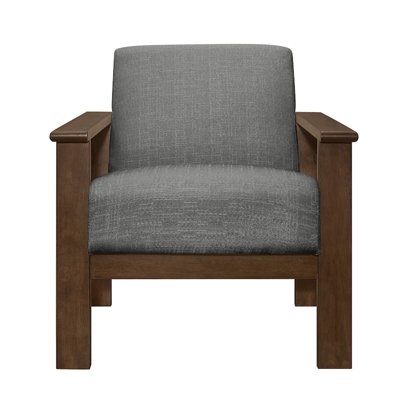 Bella 32 Inch Accent Chair Armchair, Storage Arms, Light Gray, Solid Wood