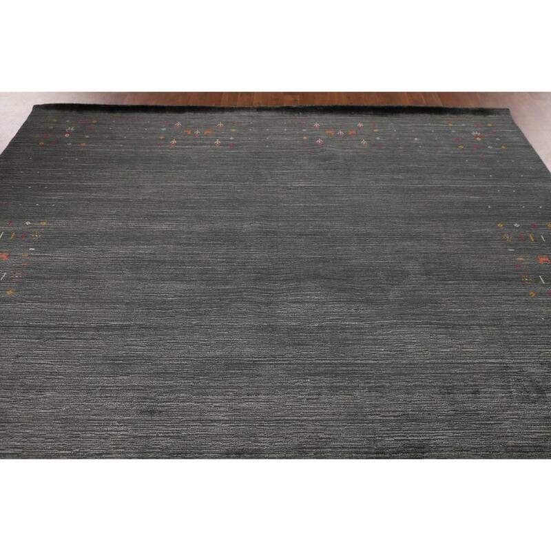 Tribal / Striped Gabbeh Oriental Area Rug Hand-Knotted Wool Carpet - 7'9" x 9'9"