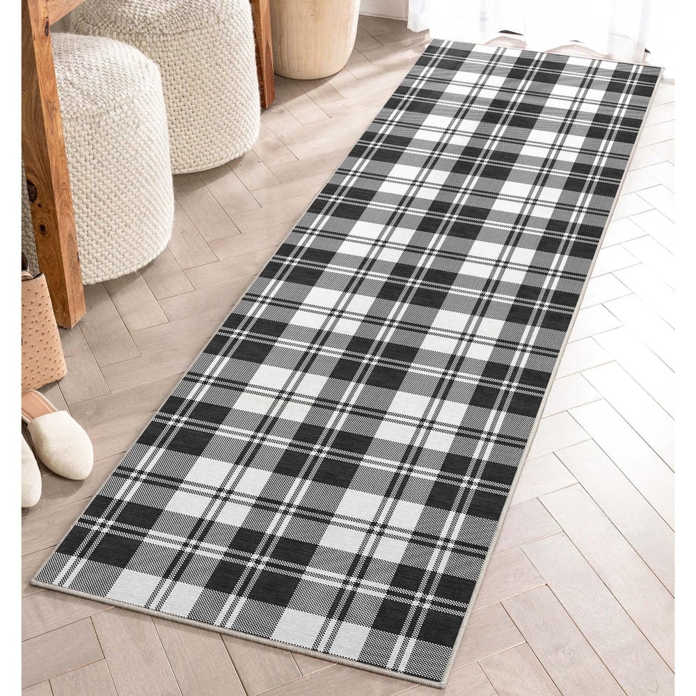 Well Woven Apollo Plaid Farmhouse Geometric FlatWeave Rug