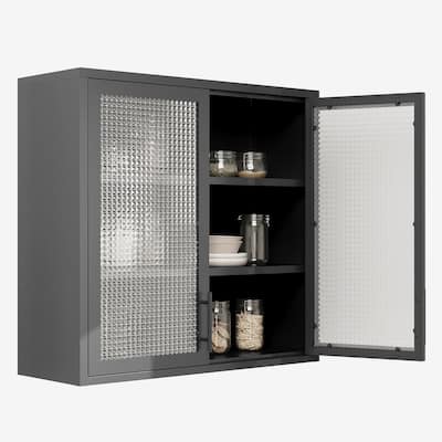 Kitchen Wall Mounted Cabinet, Black Table-Top Storage Cabinet