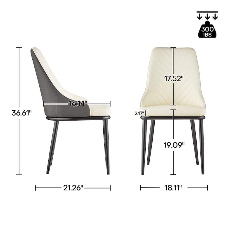 Faux Leather Upholstered Dining Chairs with Woven Back, Set of 2 - 18.11"W x 21.26"D x 36.61"H