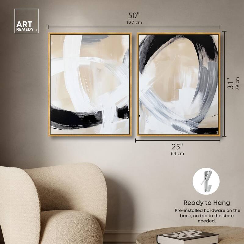Neutral Interplay I Canvas Set of 2 by Art Remedy