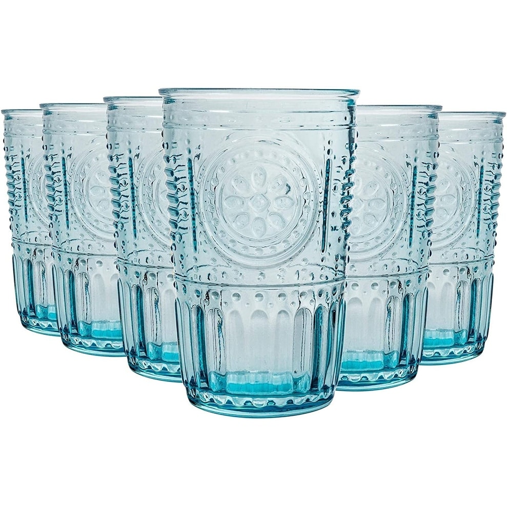 JoyJolt Classic Can Shaped 17 oz. Tumbler Drinking Highball Glass Cups (Set of 6), Clear