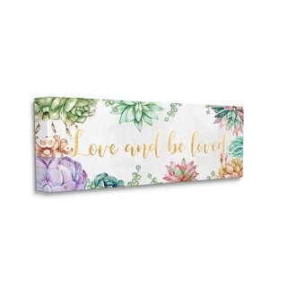 Stupell Love and Be Loved Phrase Pink Purple Succulents Canvas Wall Art ...