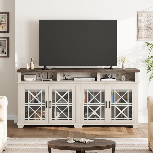 TV Stand for 80 inch,Entertainment Center with LED Lights and