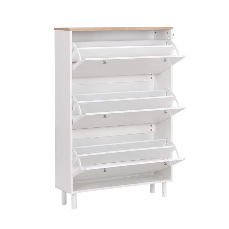 Merax Narrow Design Shoe Cabinet with 3 Flip Drawers, 3 Hooks