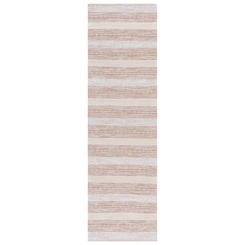 SAFAVIEH Handmade Montauk Robin Casual Cotton Rug - 2'3" x 8' Runner - Beige/Ivory