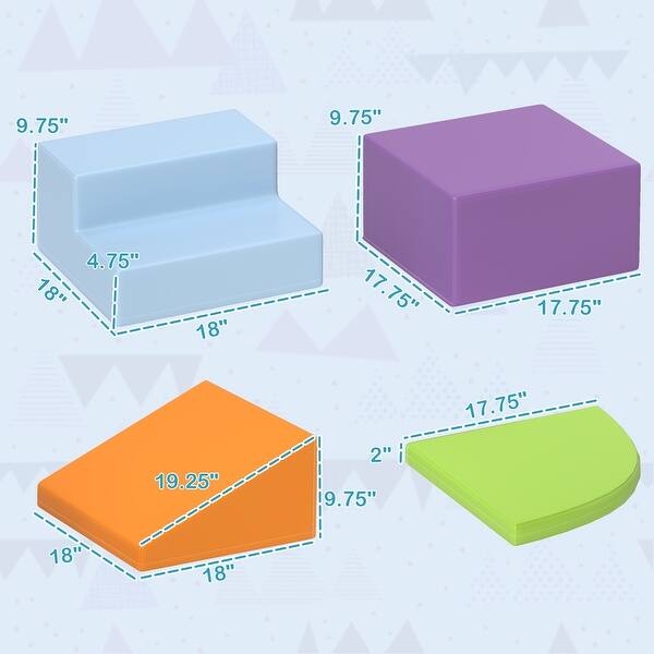 dimension image slide 1 of 2, Qaba Foam Play Set for Toddlers and Children, Easy-to-clean 4 Piece Soft Indoor Climber