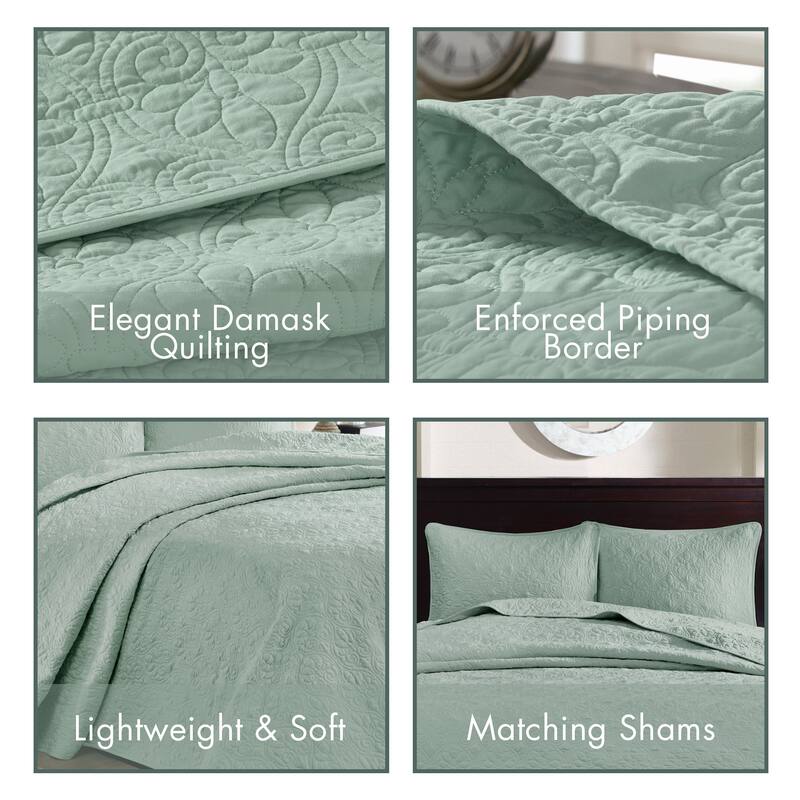 Madison Park Mansfield Reversible Oversized 3-piece Solid Texture Bedspread Quilt Set with Matching Shams