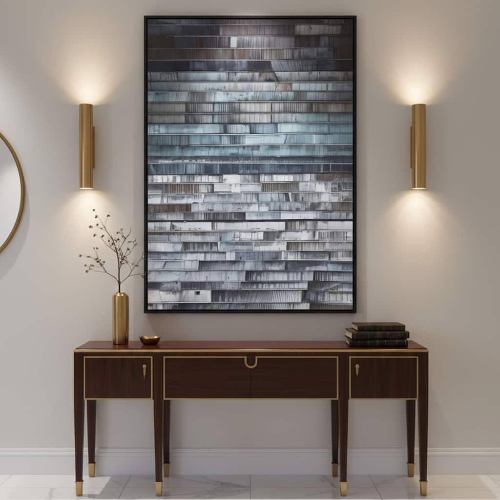 Gradient Hand Painted Abstract Vertical Textured Canvas Wall Art 47x31