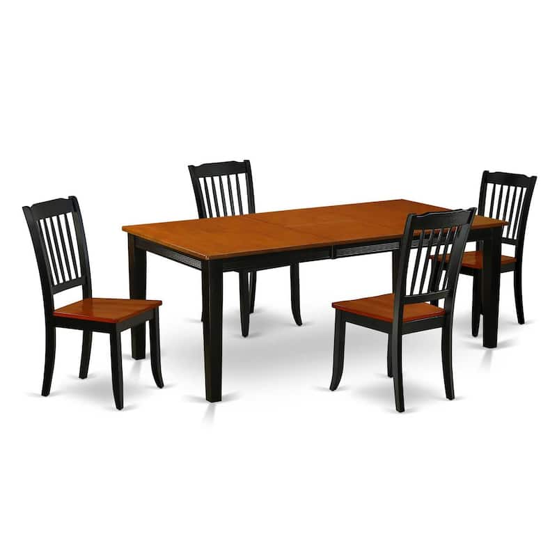 Vintage Dining Set 5Pc Rectangular Table & 4 Chairs - 60/78 Inch Extendable Table