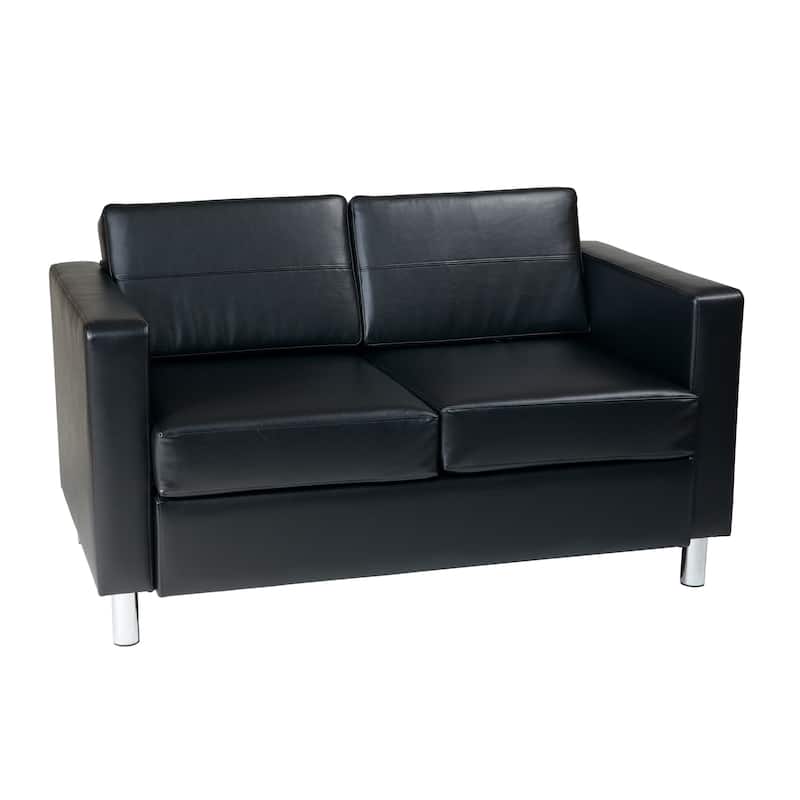 Porch & Den Wade Black Faux Leather Loveseat - black
