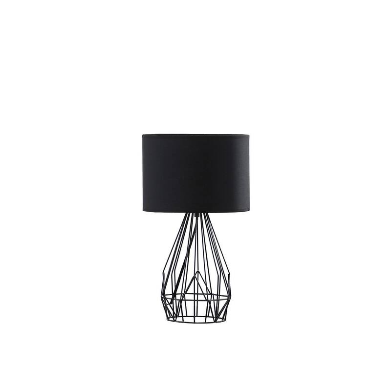 17.5" In Industrial Farm Metal Cage Black Table Lamp - Black