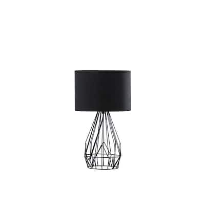 17.5" In Industrial Farm Metal Cage Black Table Lamp