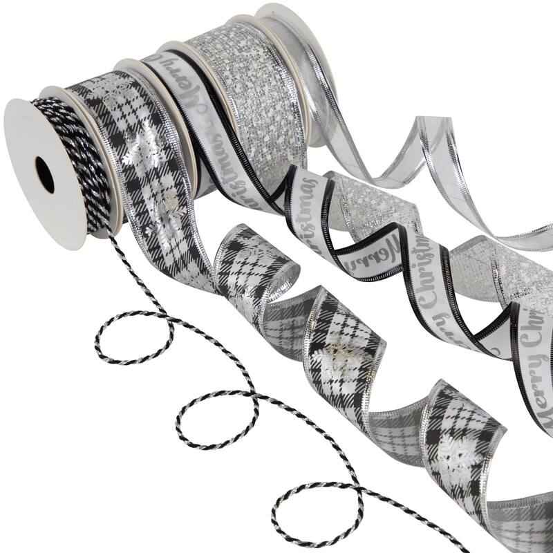 Set of 5 Merry Christmas Matching Themed Craft Ribbons 1.5" x 3 Yards