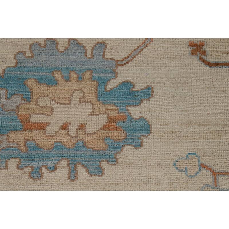 Hand Knotted Oriental 100% Wool Carpet Transitional All-Over Beige & Ivories Oushak Area Rug - 9' 11'' X 8' 2''