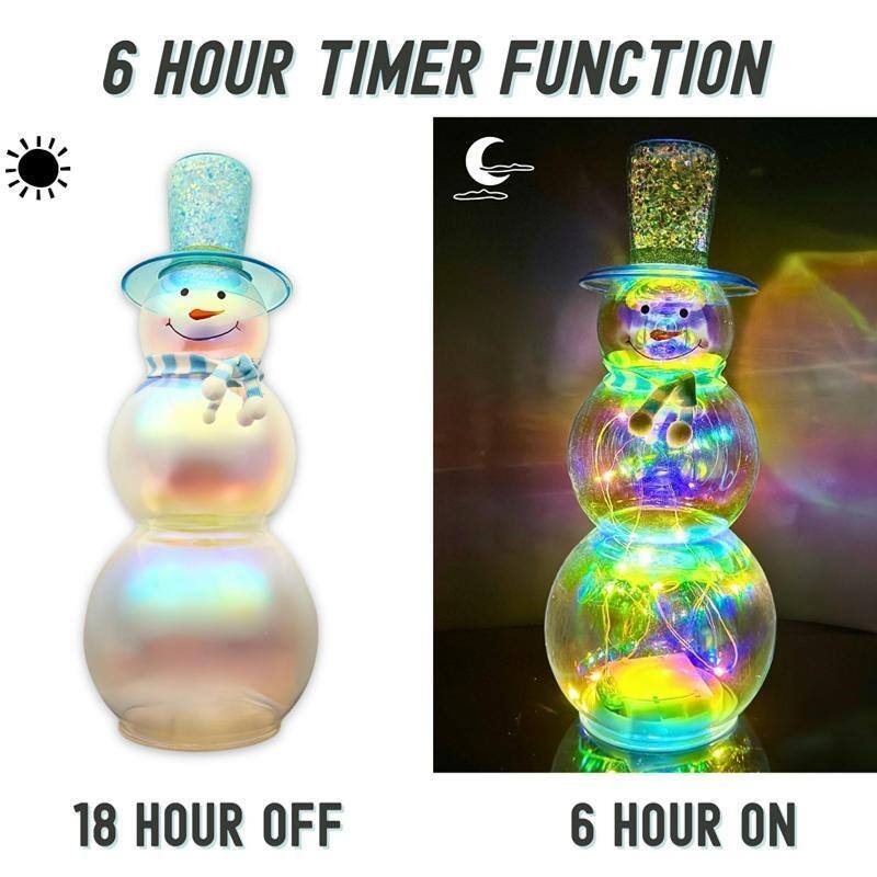 LED Snowman Table Light - Christmas Decor with Hat & Scarf, Battery Operated Holiday Night Light Blue - N/A