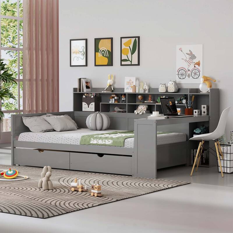 Versatile Daybed with Integrated Storage and Study Desk for Space Utilization