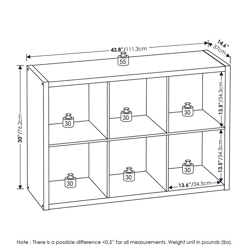 Furinno Cubicle Open Back Decorative Cube Storage Organizer, 6-Cube
