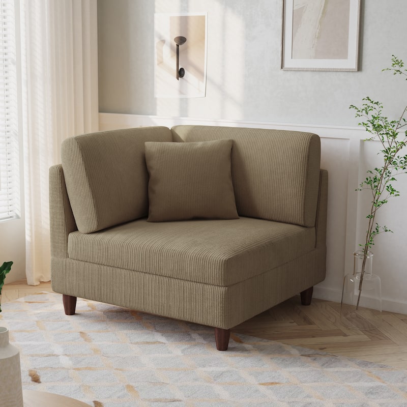 Corduroy Accent Chair with Ottoman Modular Couch Sectional Sofa