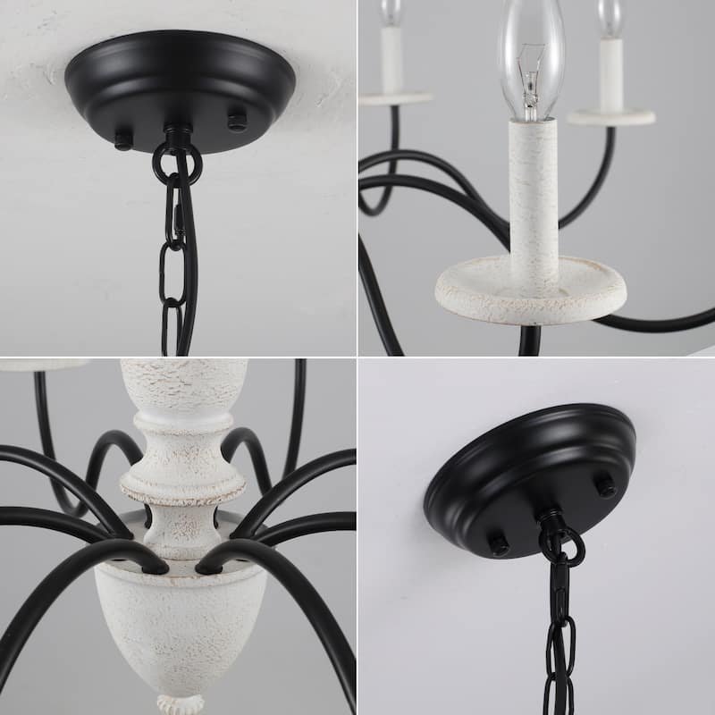 Modern Farmhouse Chandelier, 8-Light Candle Chandelier for Living Room Kitchen Island Dining Foyer - W37.4"x H20.47"