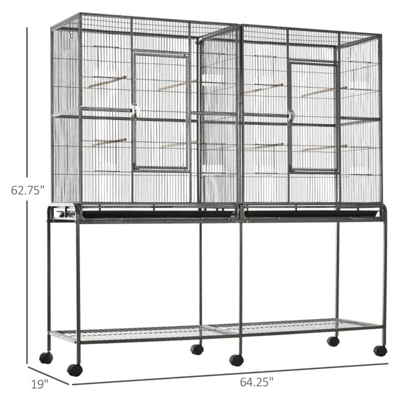 Spacious Metal Bird Cage with Perches, Food Containers & Storage Shelf Ideal for Small to Medium Birds