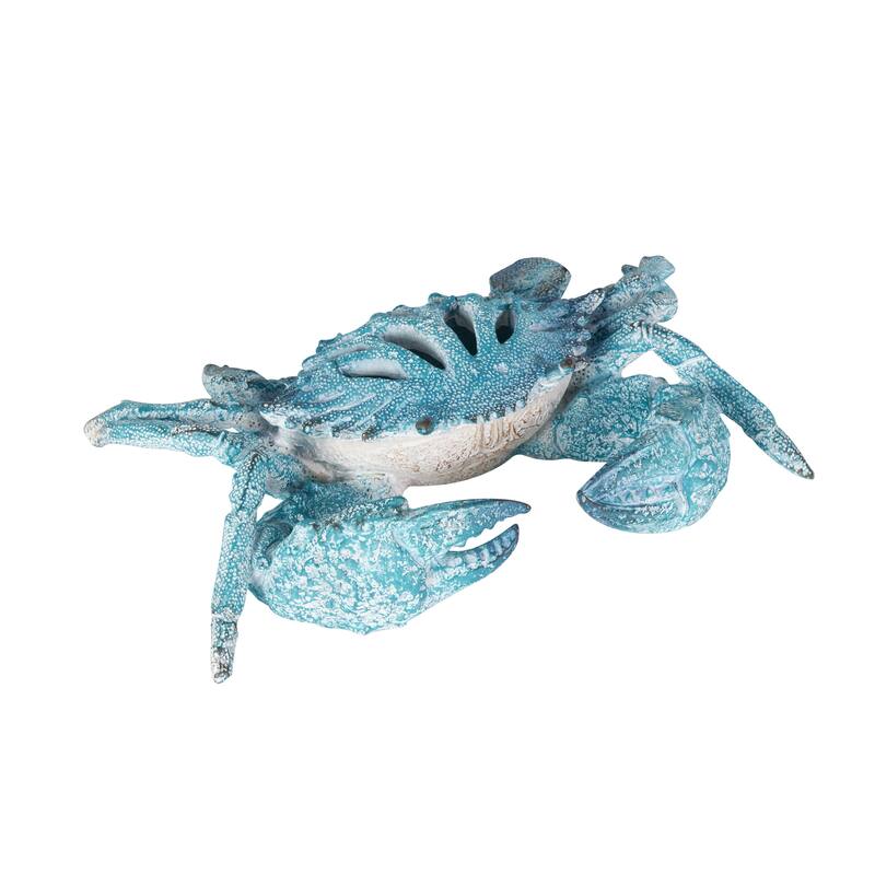 Polystone Textured Crab Decorative Sculpture with White Body - Red or Blue