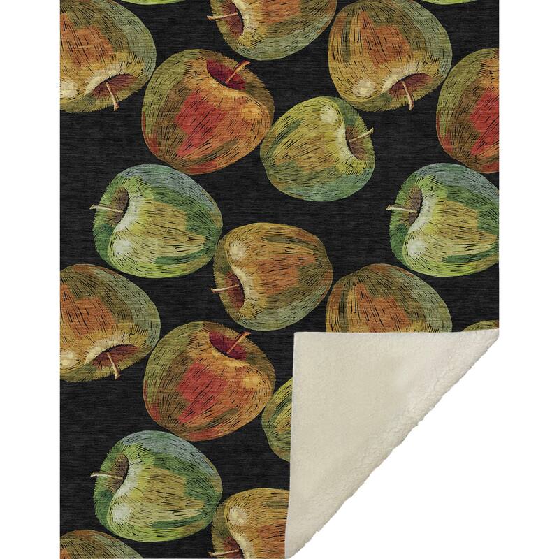Premium Machine Washable ASB163 Apple Sherpa Throw Blanket