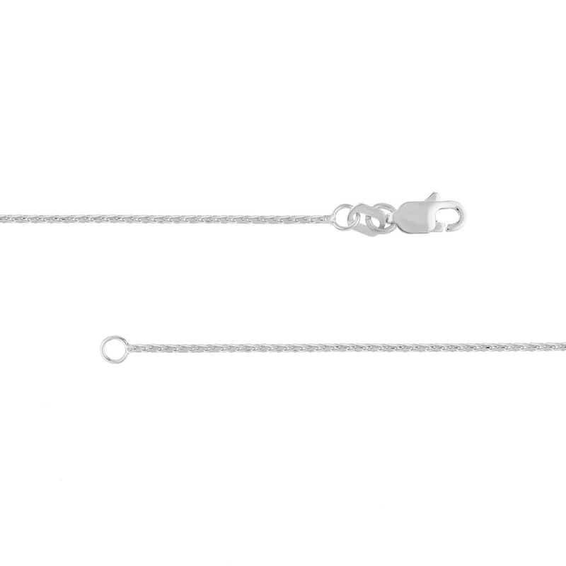 Curata 14k White Gold 0.85mm Diamond Cut Wheat Chain Necklace (Lobster)
