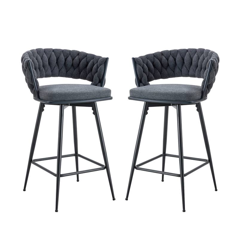 Retro Bar Stools, Swivel Rotating Stools(Set of 2) - Dark Grey