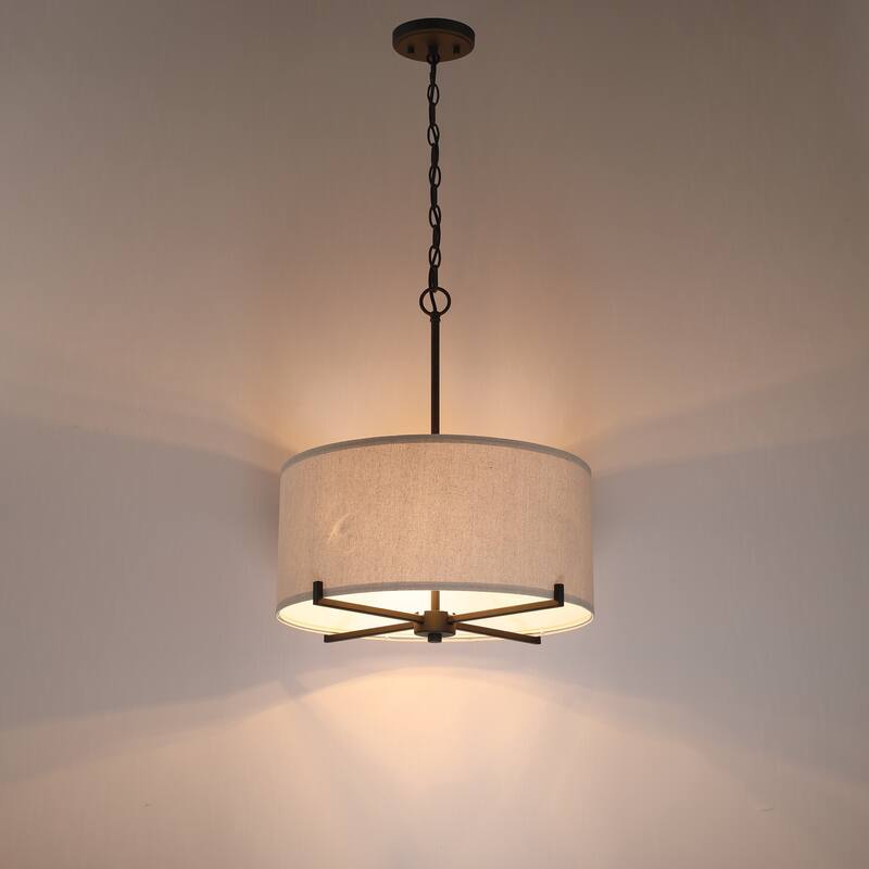 Acroma 4-Light Dimmable Chandelier with Drum Fabric Shade