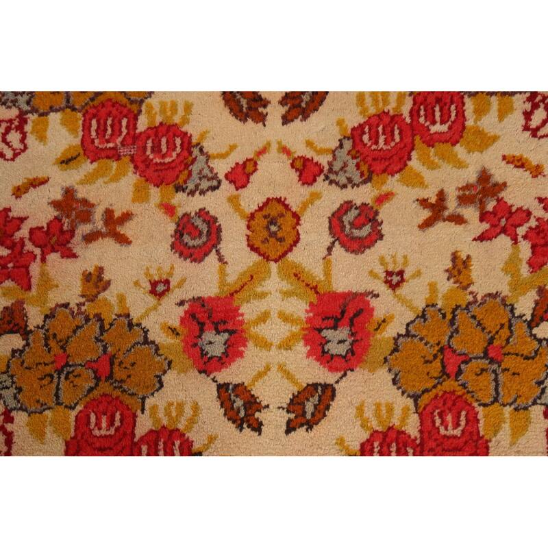 Antique Floral Kerman Persian Area Rug Hand-knotted Wool Carpet - 3'4" x 6'4"