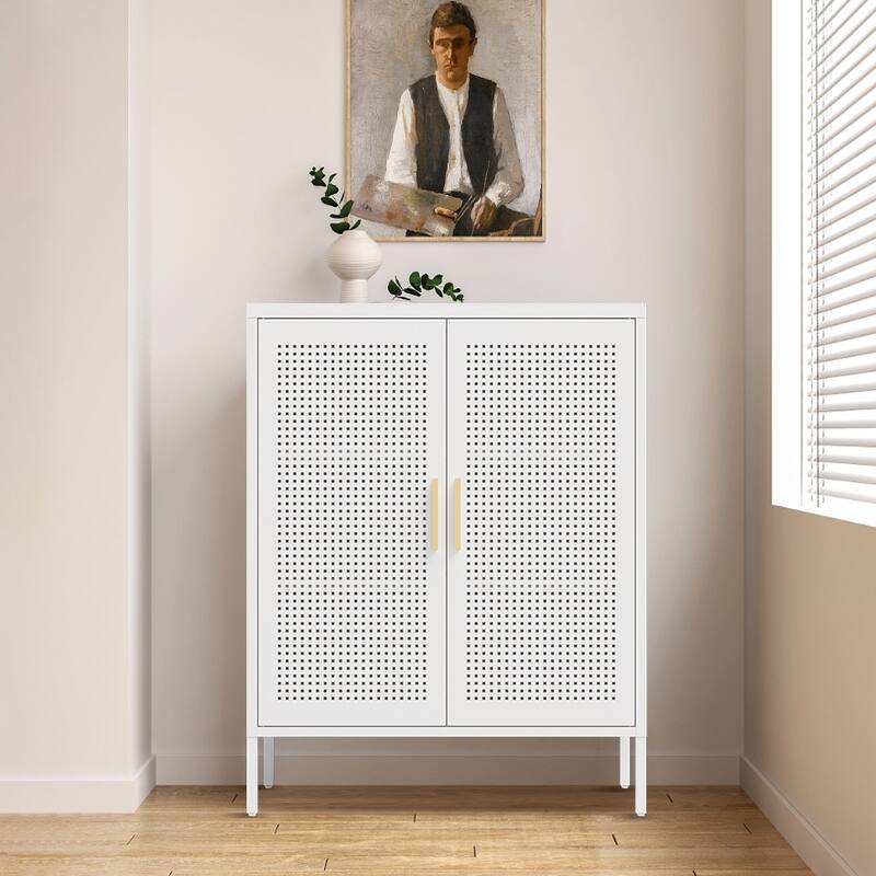 Metal Wall Mountable Storage Cabinet with Lock, Garage Cabinet File Cabinet with 2 Adjustable Shelves
