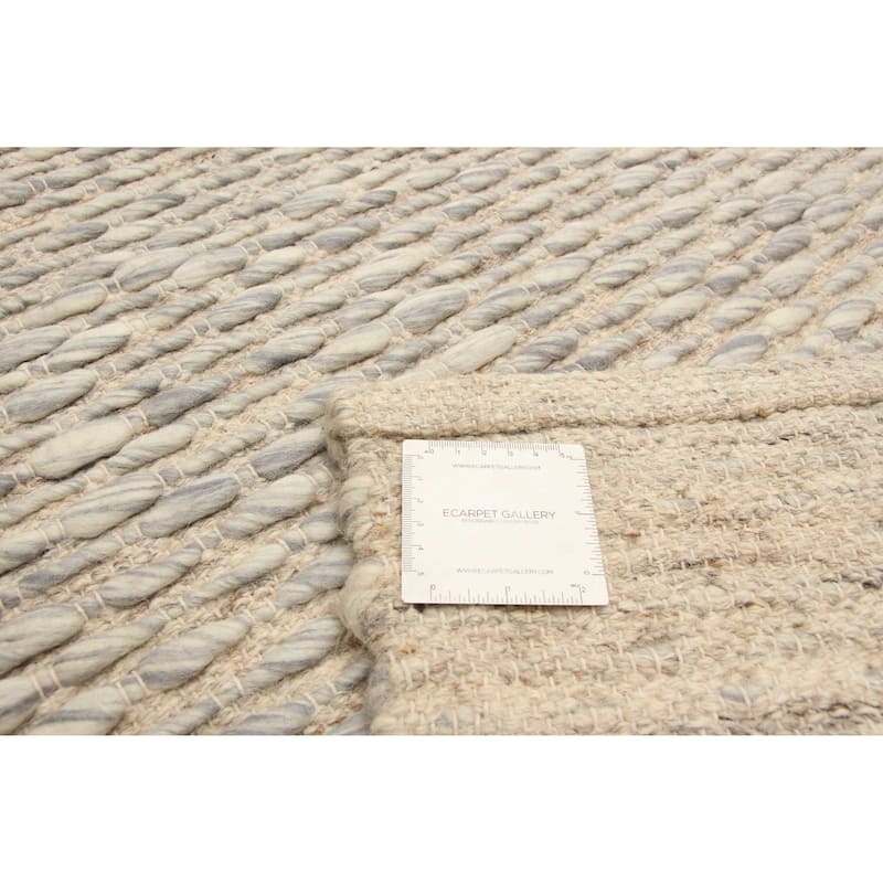 ECARPETGALLERY Braid weave Sienna Grey Wool Rug - 5'4 x 7'7