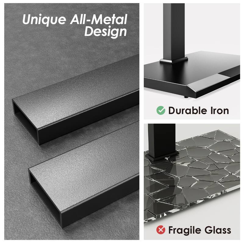 FITUEYES Metal Base Floor TV Stand for 27''-65'' inch TVs with Power Strip and Swivel