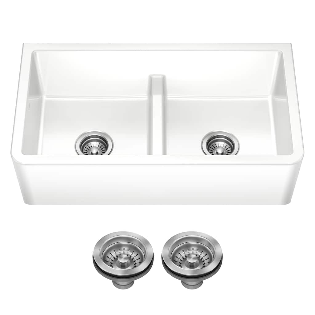 KRAUS Turino Fireclay Farmhouse Kitchen Sink Reversible Apron Front