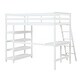 preview thumbnail 8 of 7, White Pine Wood Loft Bed with Desk, Ladder, and Shelves, High Guard Rails