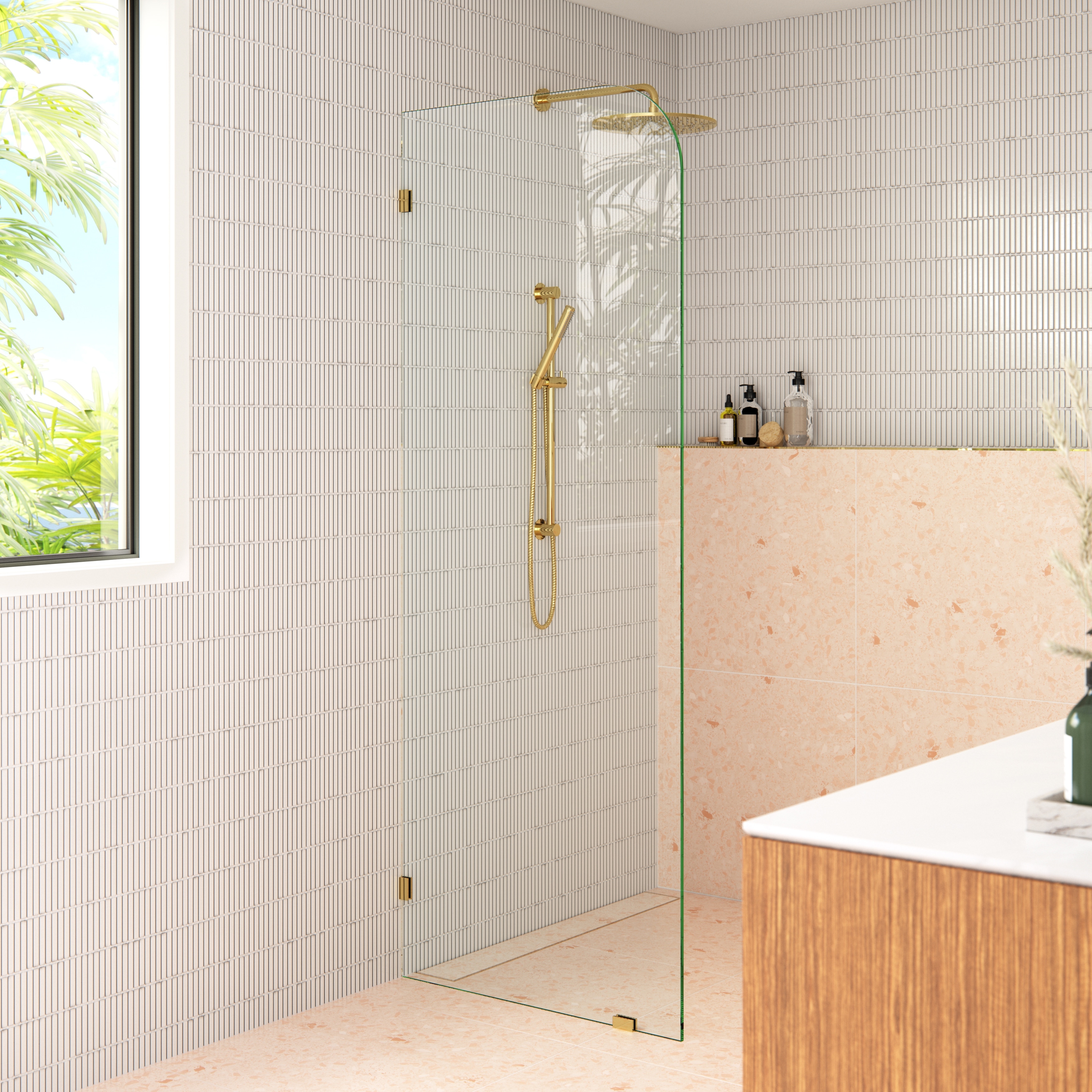 Glass Warehouse 38" x 78" Frameless Shower Door - Single Fixed Panel Radius