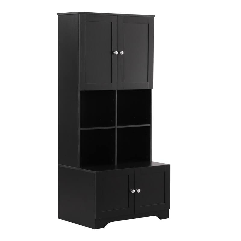 Freestanding Bathroom Storage Cabinet with Adjustable Shelf, Tall Waterproof Floor Cabinet with Double Doors