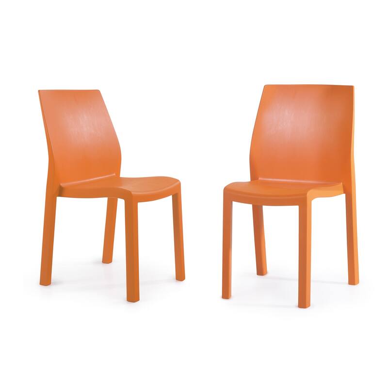 WRGHOME Modern Stacking Patio Dining Side Chair Indoor/Outdoor (Set of 2) - 33.27'' H X 18.50'' W X 21.06'' D