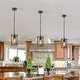 preview thumbnail 19 of 20, Modern Farmhouse Cylinder Pendant Light Wood Grain Island Light for Kitchen Island Dining Room